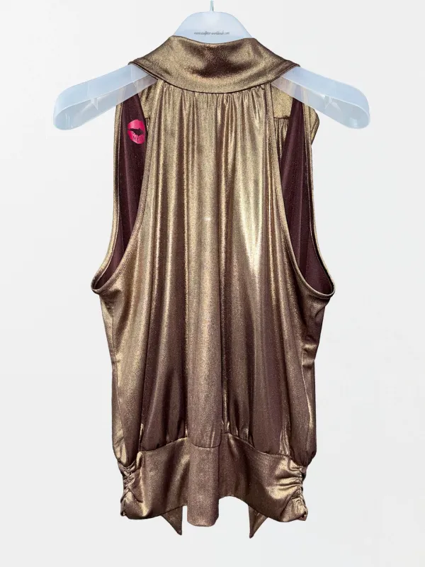 Metallic High-Neck Halter Top Metallic Gold