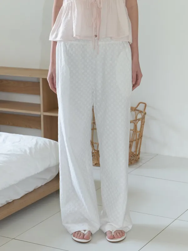 Flowering banding pants (white)
