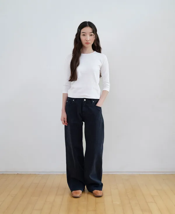 Basic 3/4 Sleeve Slim TEE_WHITE