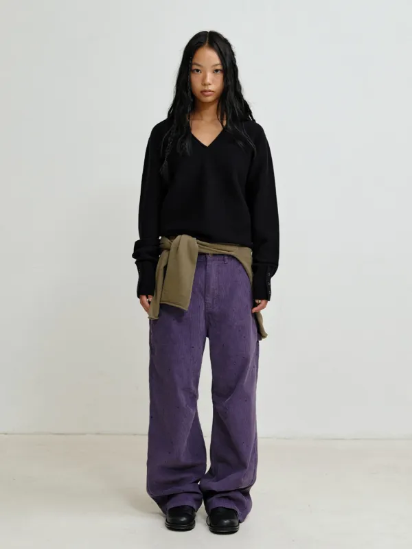 [PLZPROJECT] FINE V-NECK KNIT, BLACK