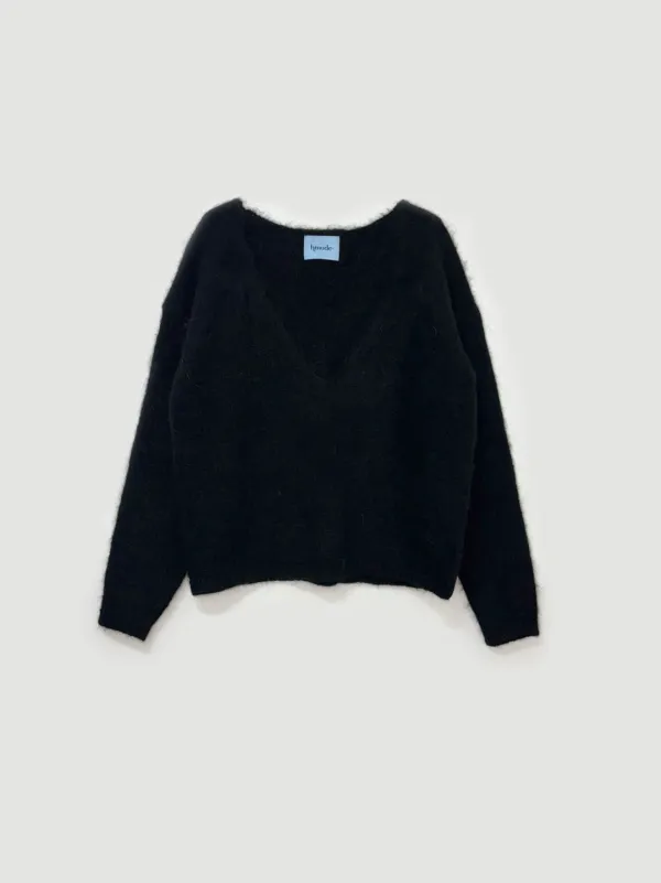 Deep v-neck knit (블랙)