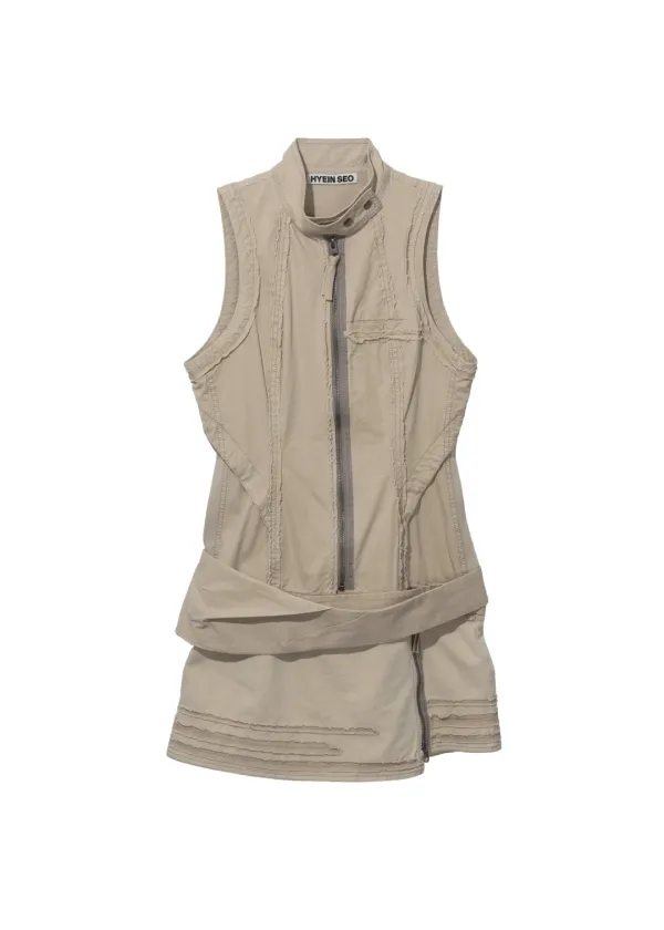 Sleeveless Moto Dress w/ Belt Bag