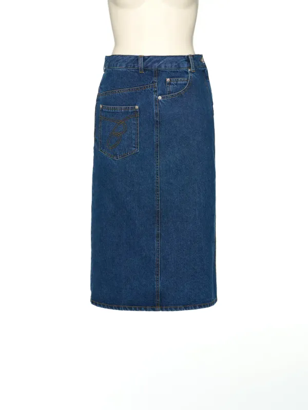 PS25 BLUE SIDE OPEN DENIM SKIRT