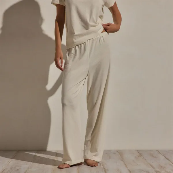 Cotton Linen Pull On Pant - Ecru