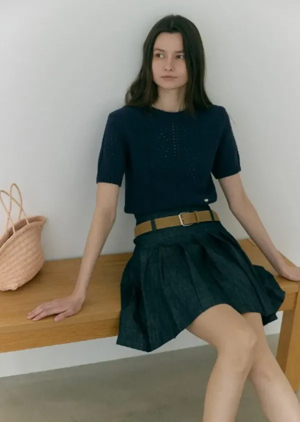 SKASHI ROUND CROP KNIT (dark navy)