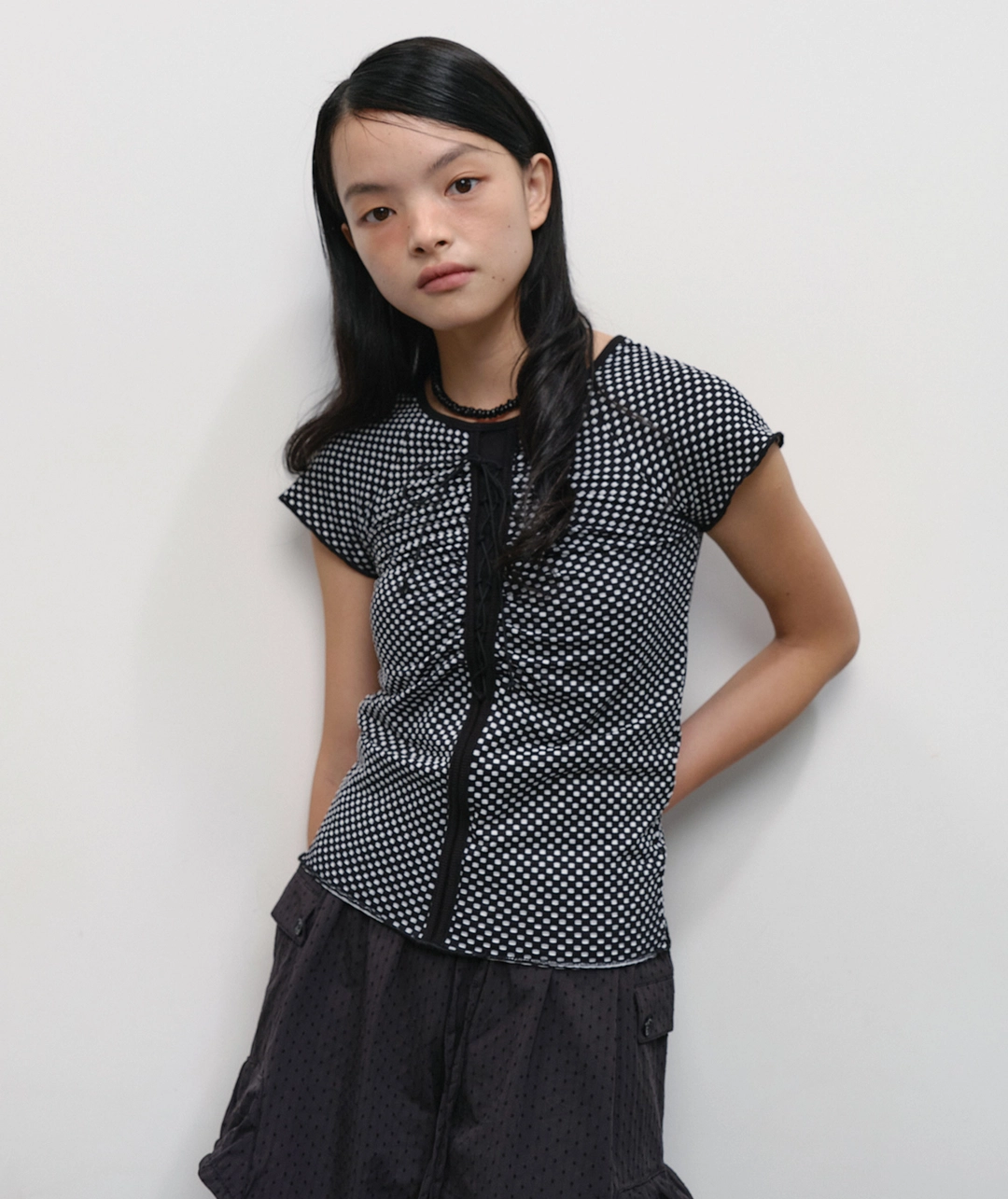 타입서비스 Lace Up Strap Top [Black] 상품 이미지 2