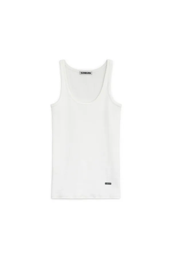 EASY ROUND NECK SLEEVELESS TOP, WHITE