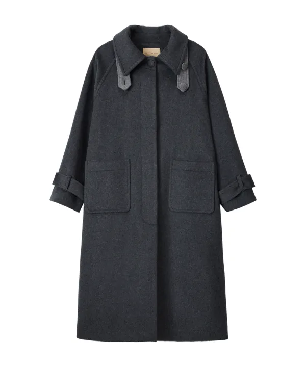 Nova Wool Balmacaan Coat-Charcoal