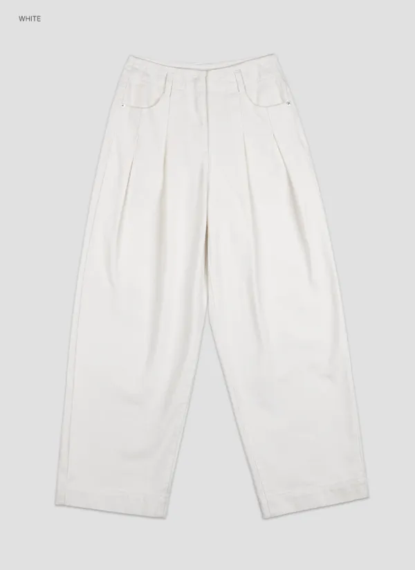 (PT-5831)WARM TWO TUCK WIDE DENIM PANTS