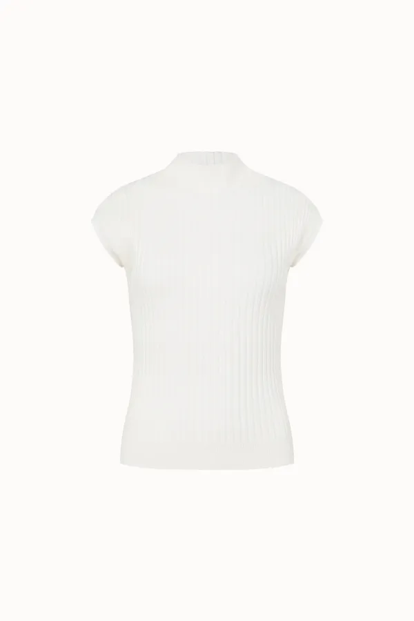 [11차 리오더]High Neck Ribbed Cap Sleeves[LMBFSP24KN244]-3color