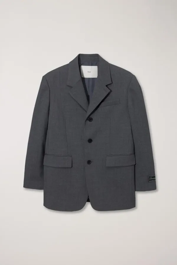 UNISEX 3 BUTTON WOOL BLAZER CHARCOAL GREY