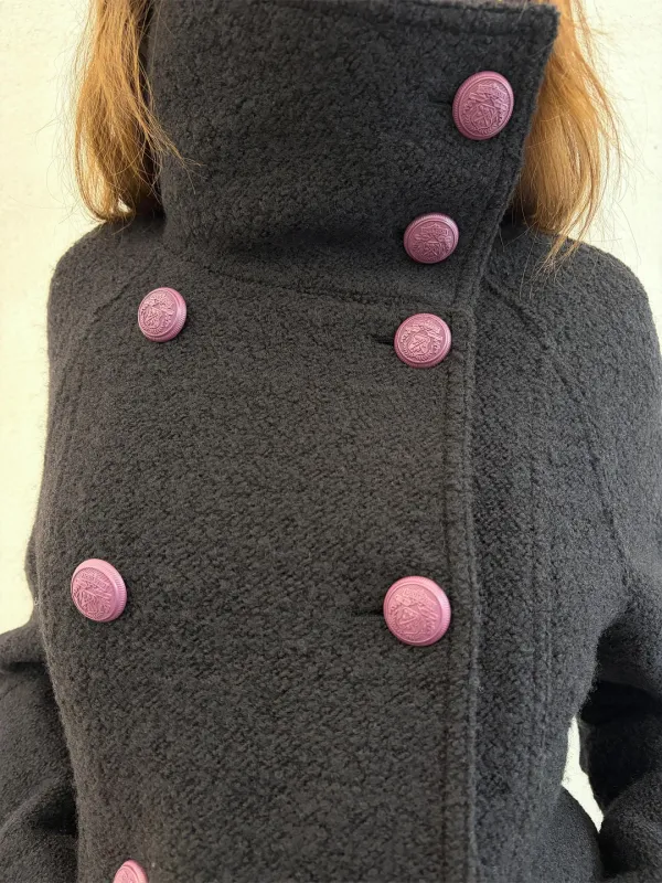 Wool Trench Half Coat Black