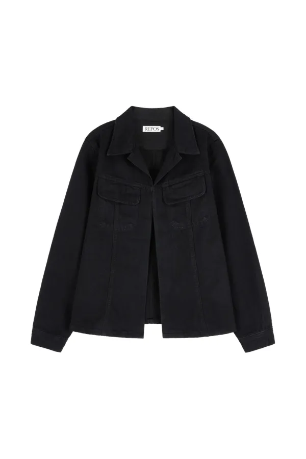 COTTON DENIM SHIRT (BLACK)