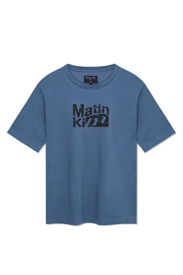 WAVY LOGO GRAPHIC TOP FOR MEN IN BLUE