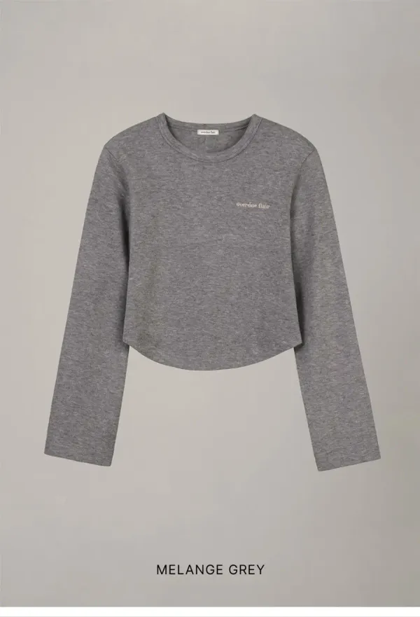 LINE CROP T-SHIRTS_MELANGE GREY