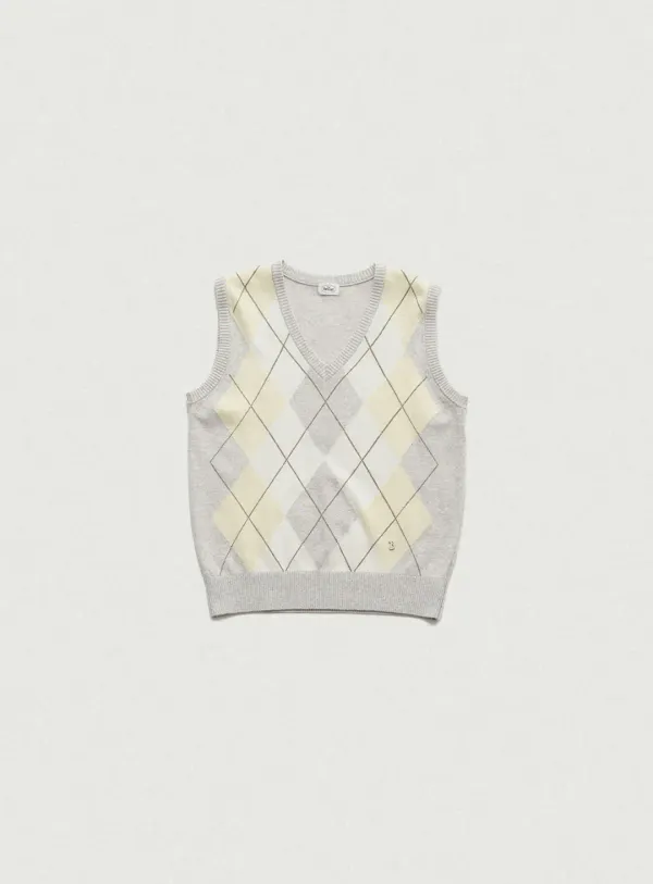 Daphne Argyle Knit Vest_Yellow