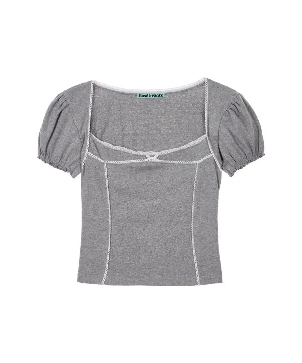 Lace Line Puff T-shirt [Gray]