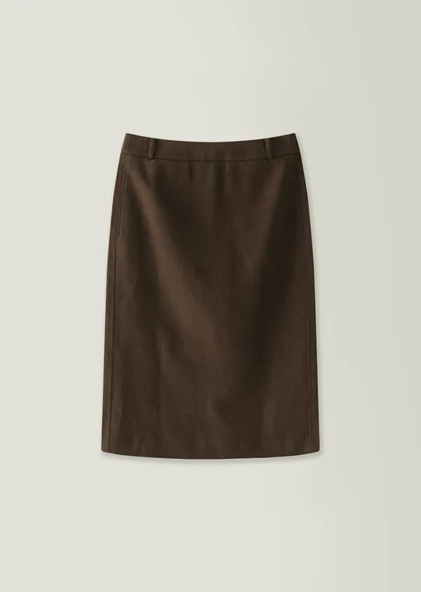 Suede midi skirt / Brown