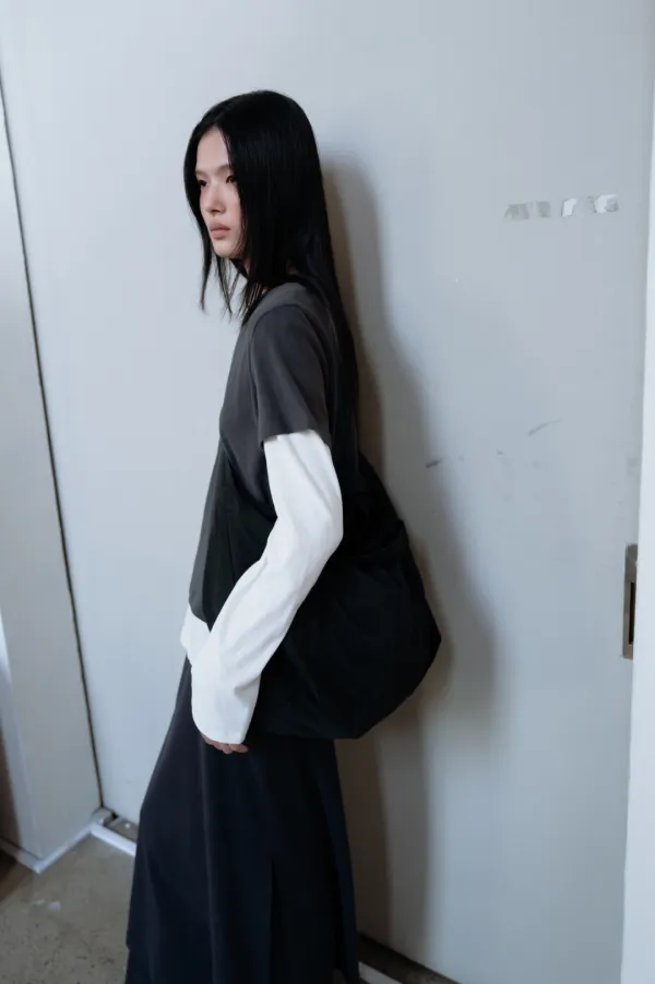 Standard Cotton Long Sleeve (White / Ivory / Dark Gray)