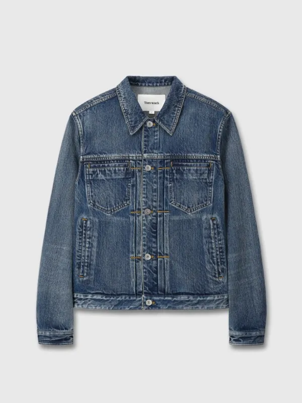 (W) DENIM BLOUSON JACKET_ MID BLUE