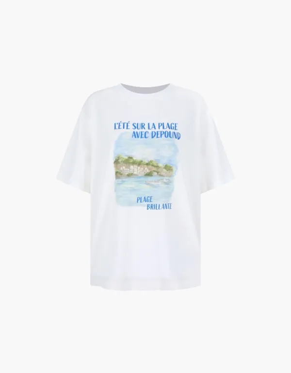 ocean graphic overfit t-shirt - ivory