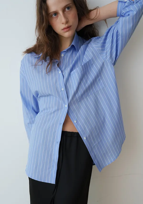 LOGO STRIPE SHIRTS_BLUE_OF1C2XSL02BLA