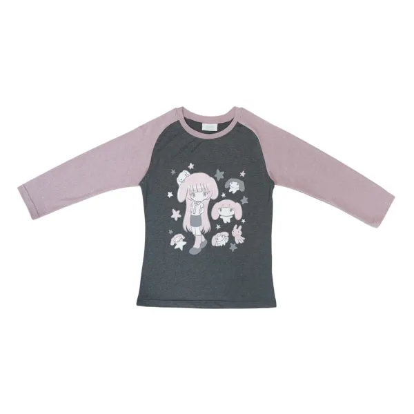 JITO WORLD x JICHOI x KAE TANAKA RAGLAN T-SHIRT (TANTO / CRADLE PINK / DARK GREY)