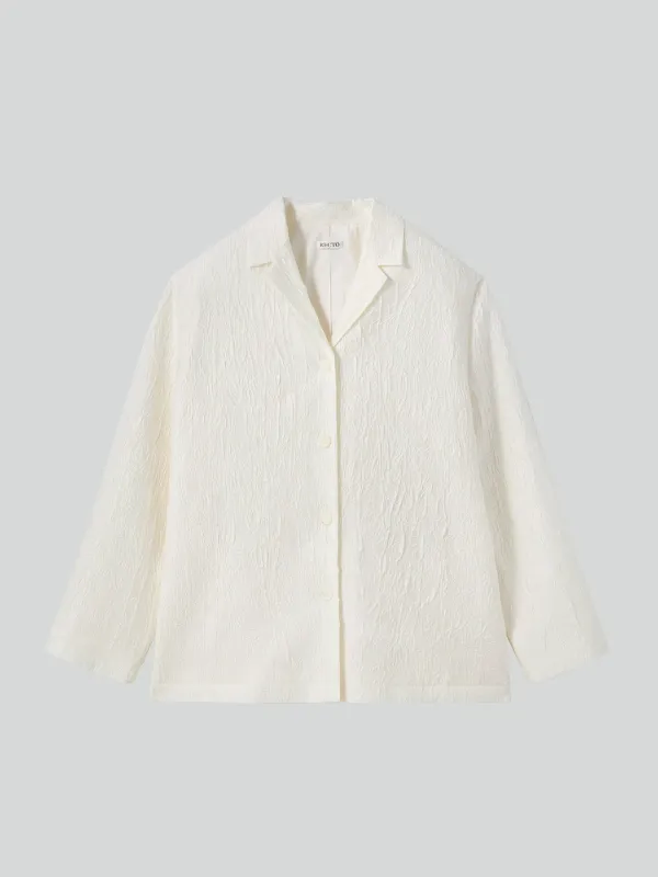 WRINKLED LOUNGE SHIRT (BEAN IVORY)