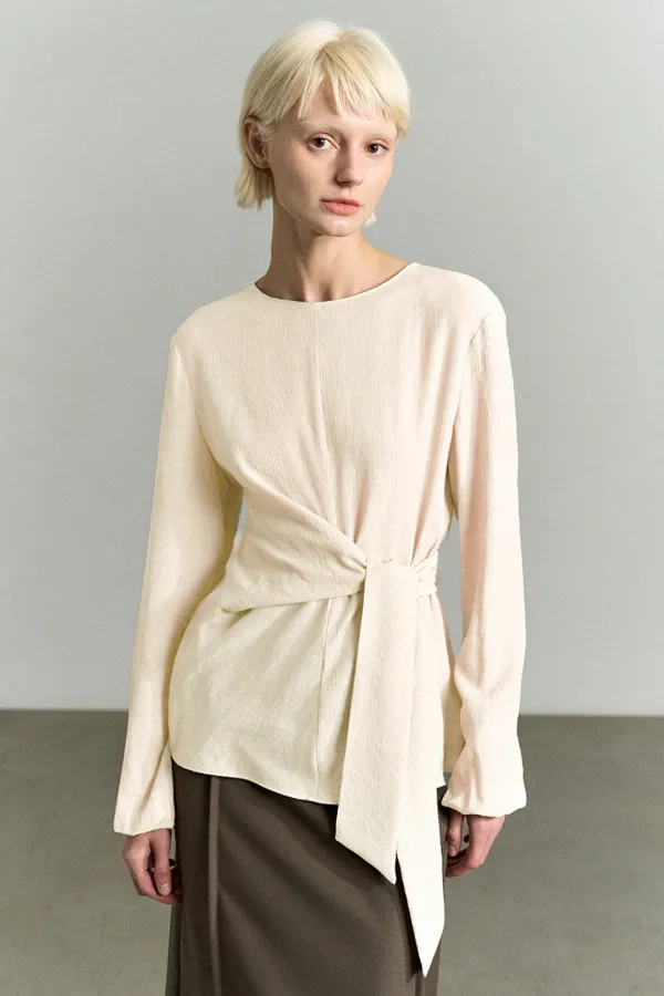ROUND NECK SIDE STRAP BLOUSE CREAM