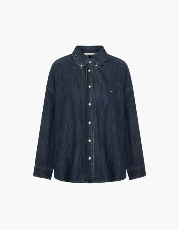 box logo denim shirts - blue