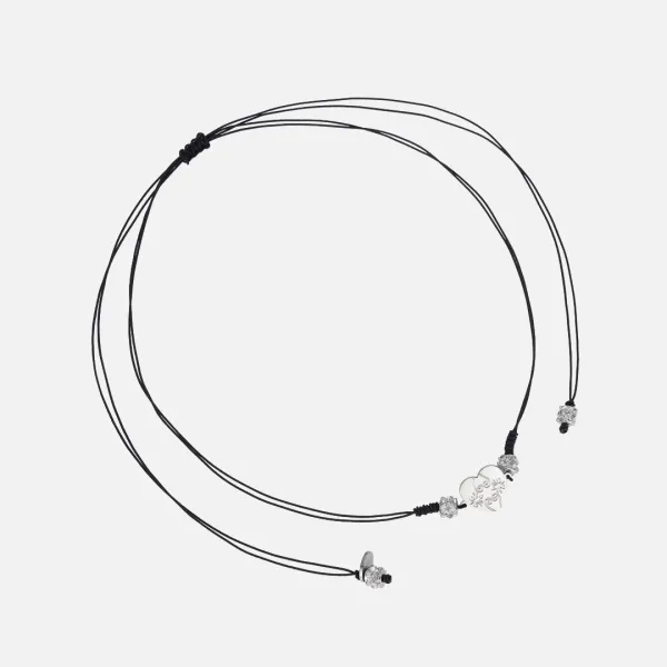 double line heart necklace-silver