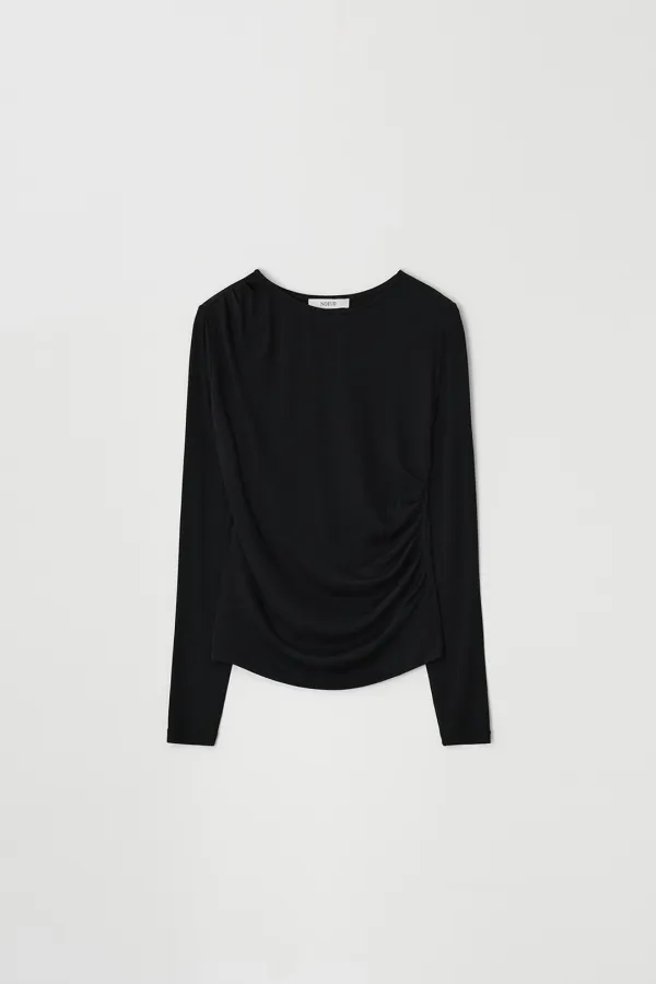 Mild shirring tee (Black)