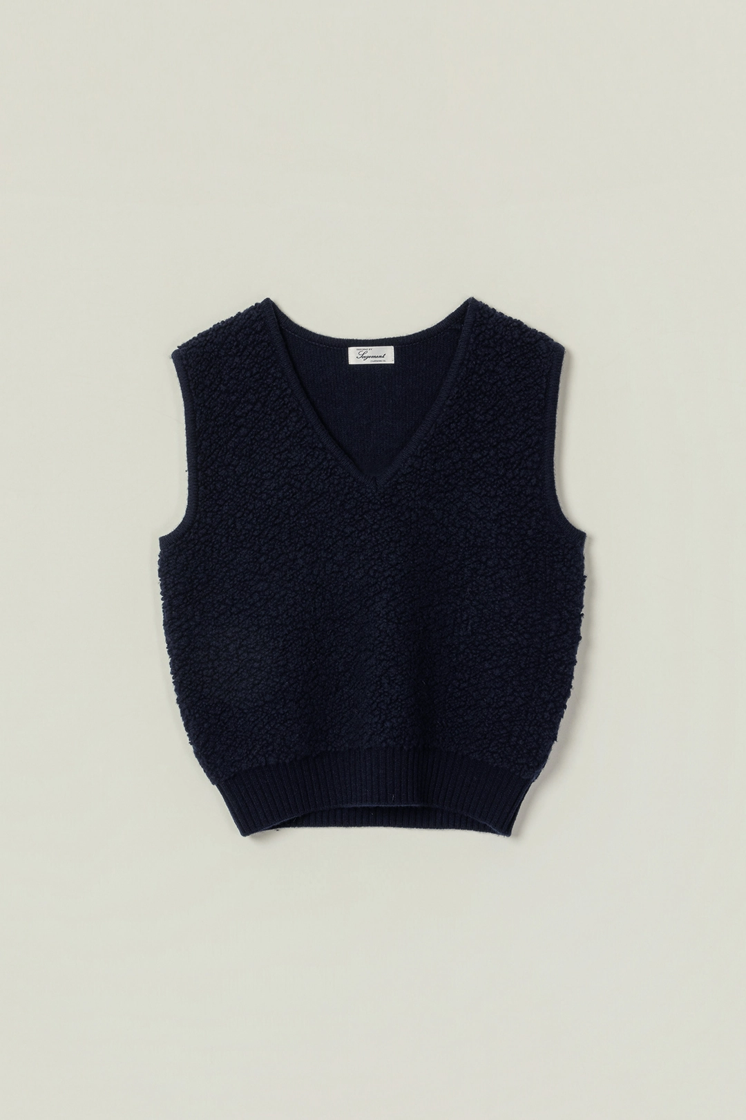 세이지먼트 BARRELING BOUCLE WOOL V NECK VEST_NAVY 상품 이미지 1