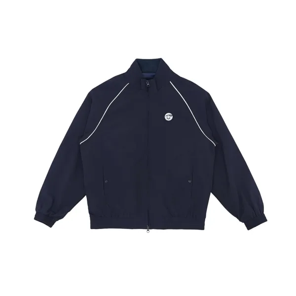 Smiley Patch Blouson Zip-up Jumper (ocean navy)