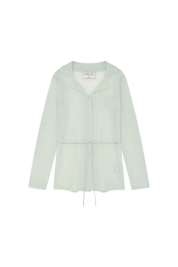 STRING POINT PLAIN LONG CARDIGAN IN MINT