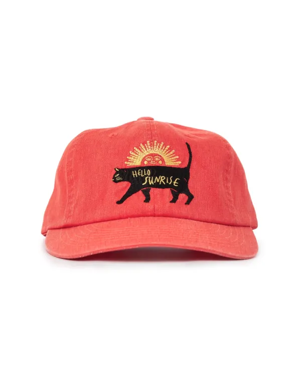 Washed VTG Cat Logo 6panel Cap_Scarlet Orange