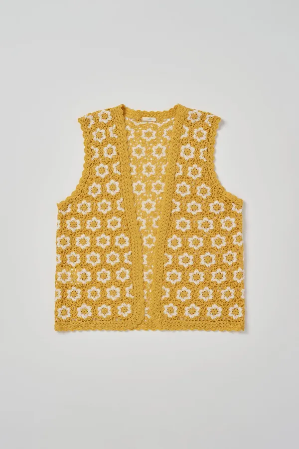 Via Floral handmade knit vest (Yellow)