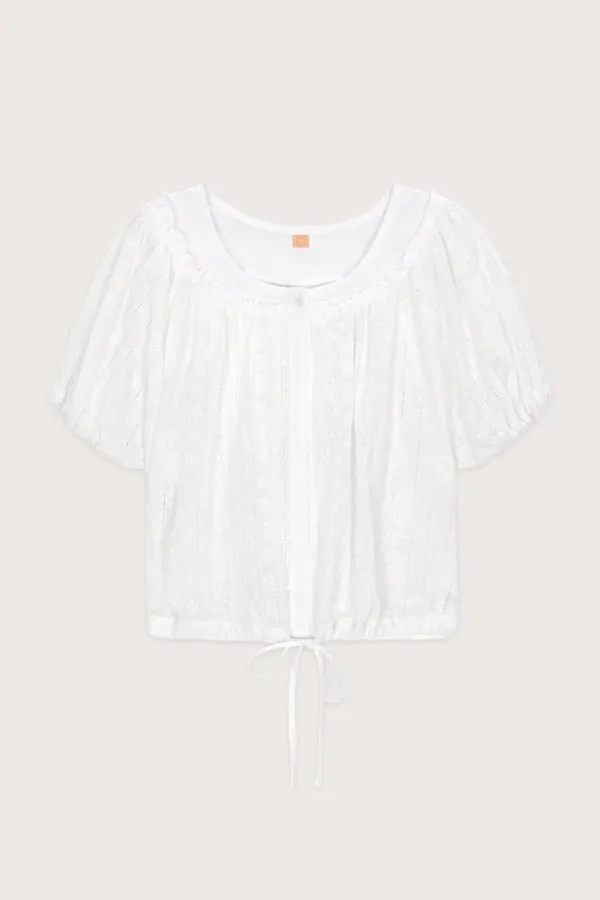 Shirring Half Blouse (White)