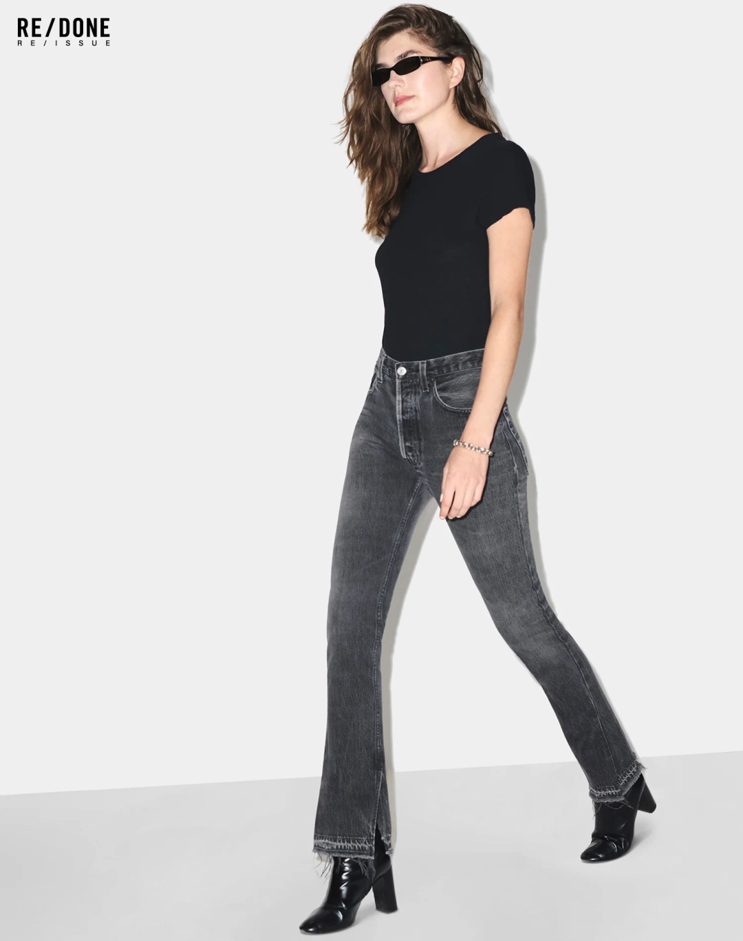 리던 60s Slim Tee Bodysuit - Black 상품 이미지 3