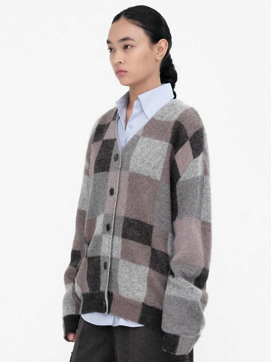 밀로 우먼 Color Block Oversized Cardigan [Gray] 상품 이미지 2