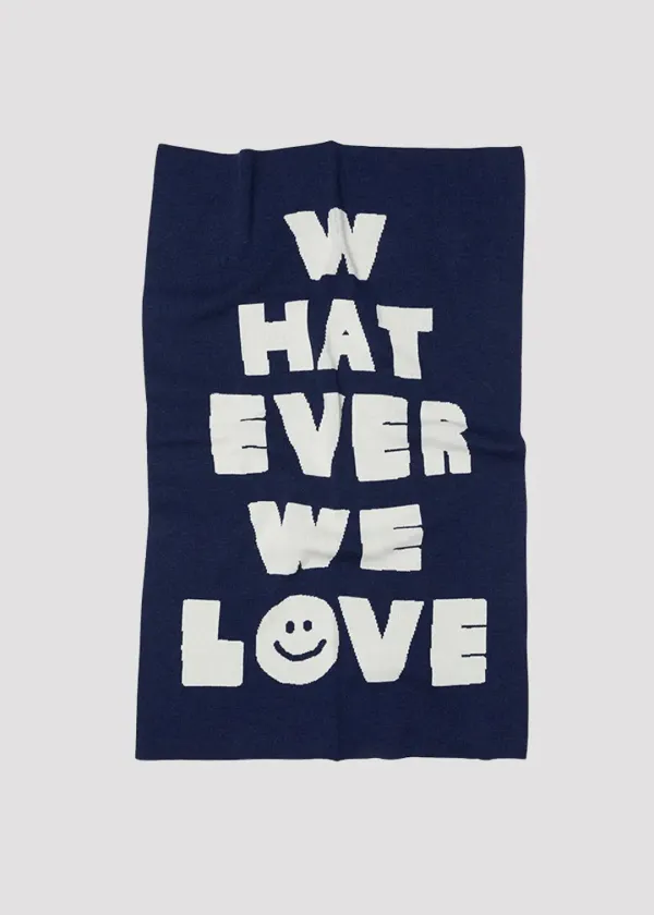 WOOL BLANKET WHATEVER WE LOVE BOLD NAVY