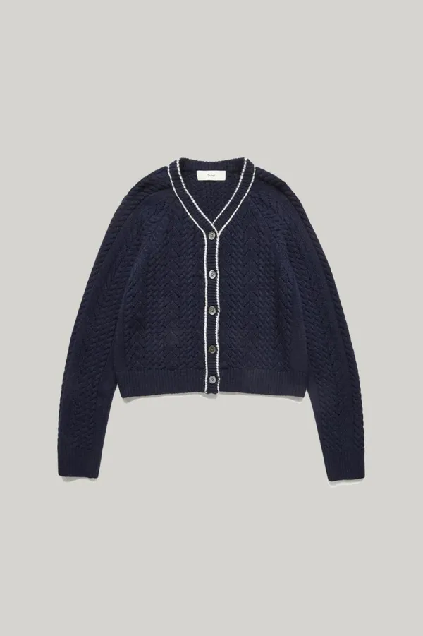 UNISEX LINING CROCHET KNIT CARDIGAN FRENCH NAVY