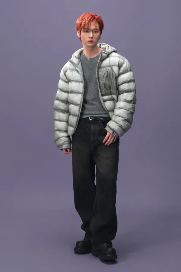 WASHED RIB DENIM PANTS IN DARK GREY