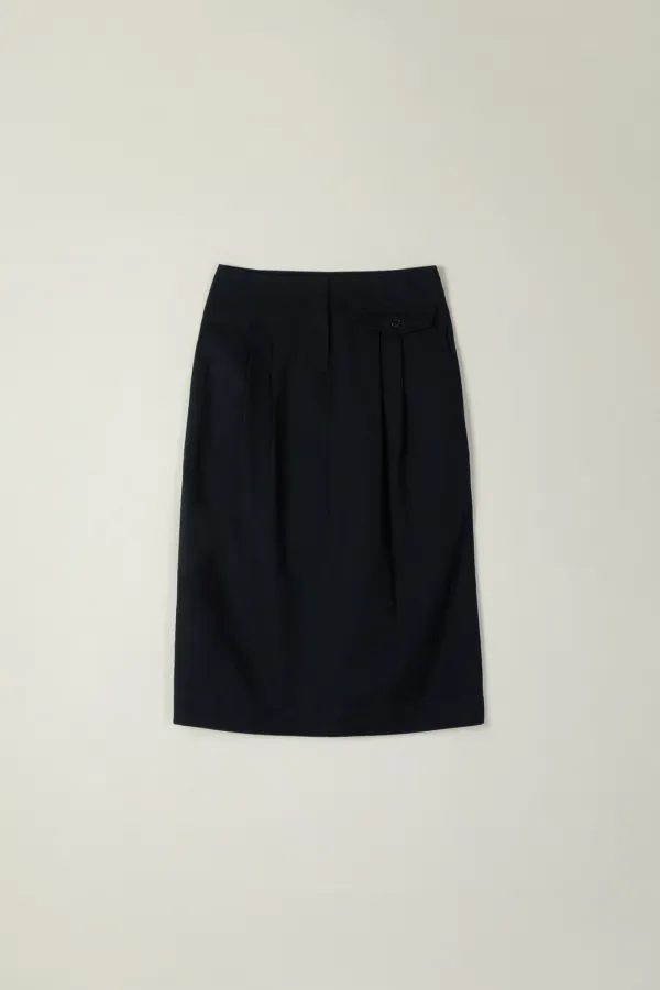 BRIT PINTUCK SKIRT_NAVY