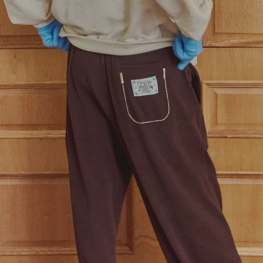 론론 STITCH CORDUROY TRACK PANTS BROWN 상품 이미지 1