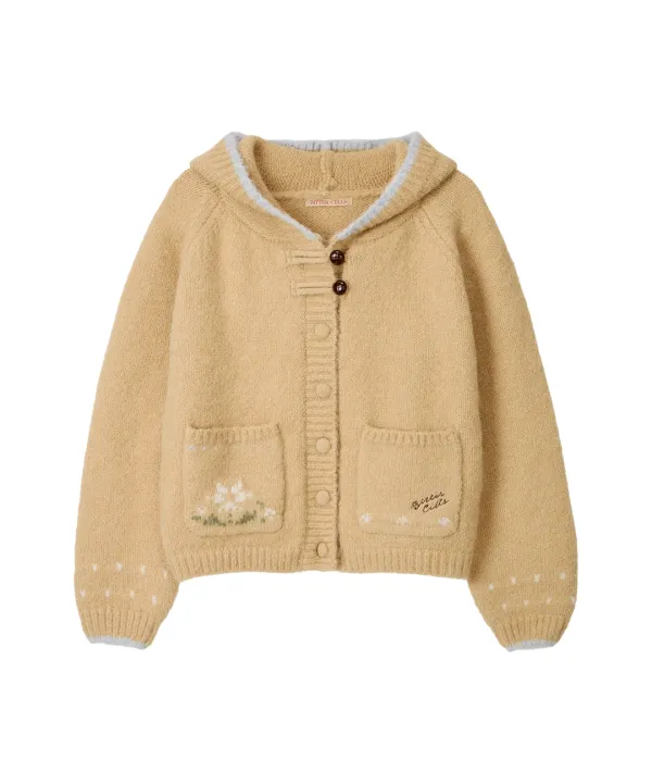 Flora Hood Cardigan-Beige