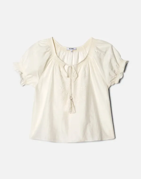 Katie Embroidered Top - Vintage White