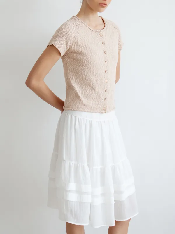 [예약배송 : 5/21] TIR SHEER TIERED MIDI SKIRT_WHITE