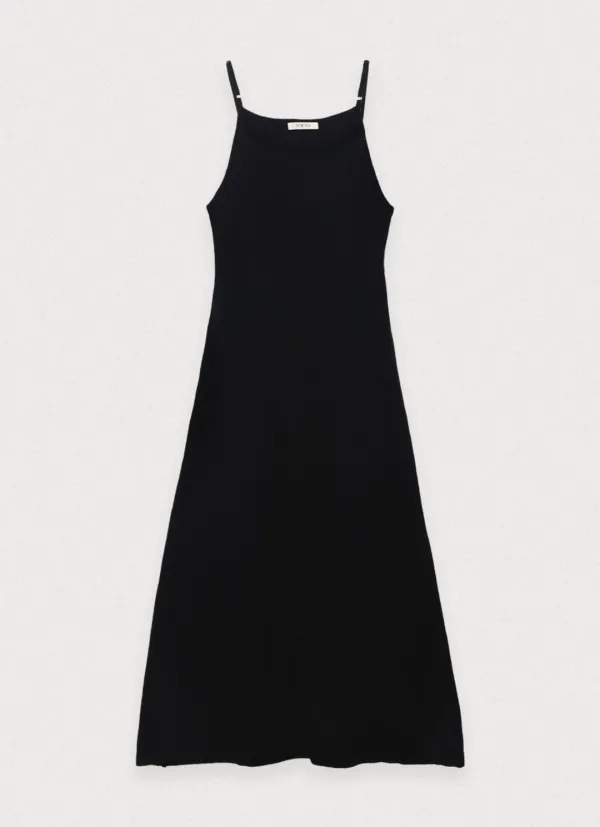 Bari slit knit dress - black