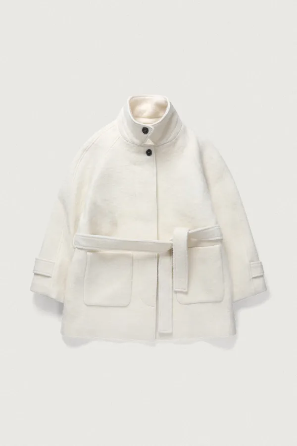 WOOL & ALPACA HALF COAT [IVORY]